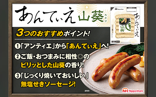 無塩せき ウインナー あんてぃえ 山葵 100g x 5p～10p 計500g~1.0kg