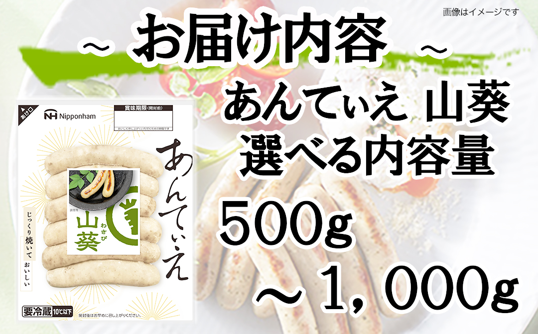 無塩せき ウインナー あんてぃえ 山葵 100g x 5p～10p 計500g~1.0kg