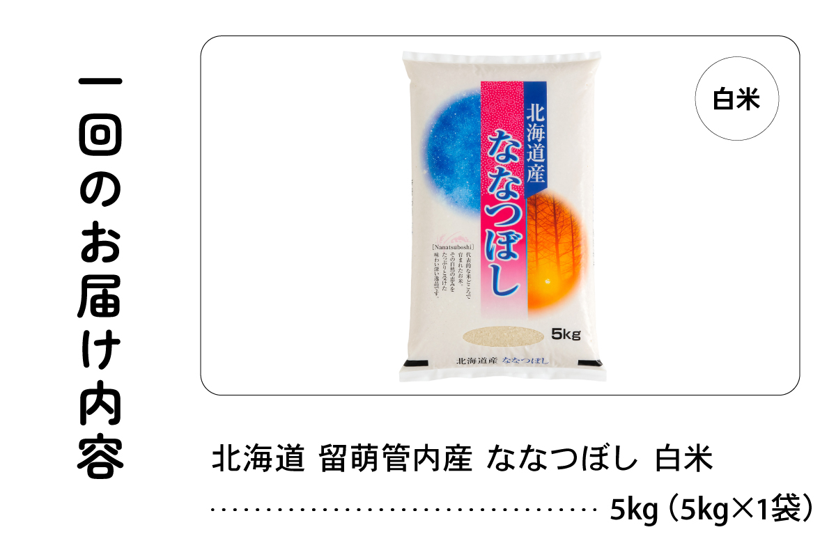 3ヵ月定期便 北海道 留萌管内産 ななつぼし 白米 5kg R004-036