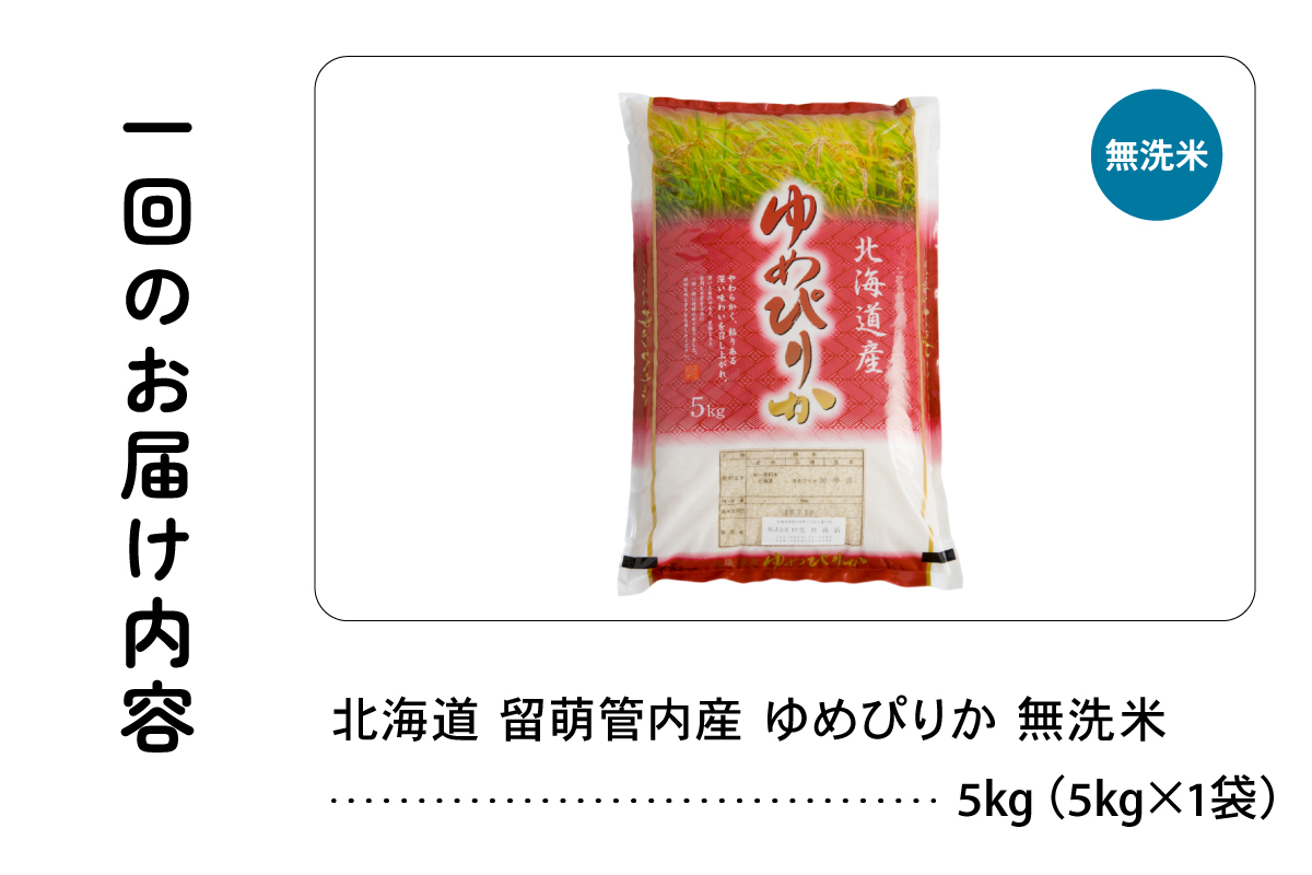 9ヵ月定期便 北海道 留萌管内産 ゆめぴりか 無洗米 5kg R004-106