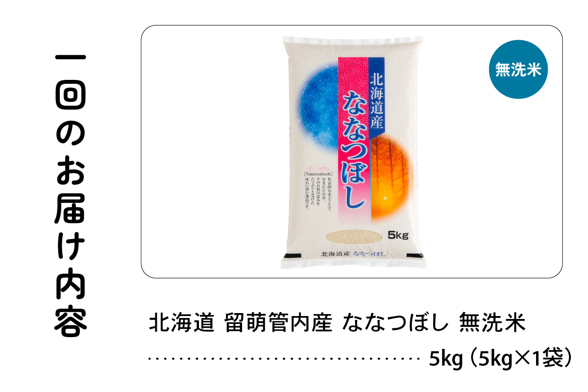3ヵ月定期便 北海道 留萌管内産 ななつぼし 無洗米 5kg R004-053