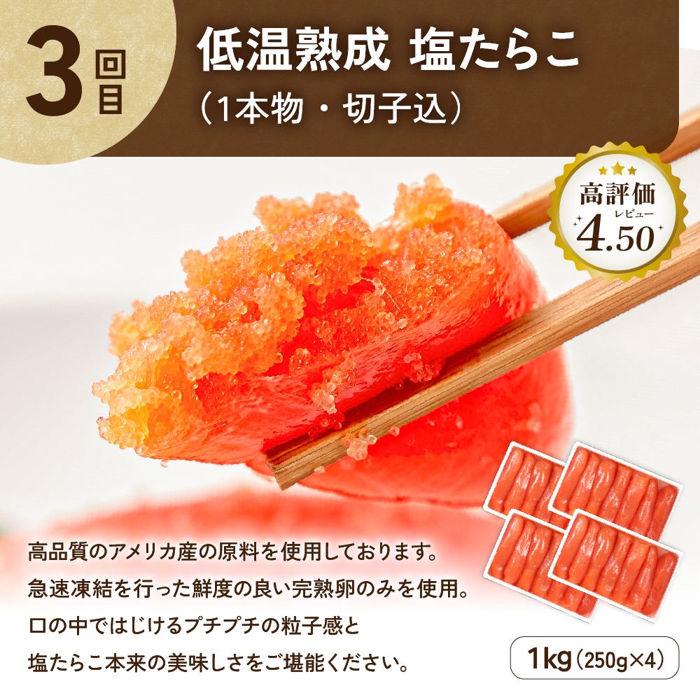 〈定期便全4回〉ご飯がすすむ！留萌のご飯のお供定期便！ 紅鮭 筋子 松前漬 塩たらこ 辛子明太子 R200-010