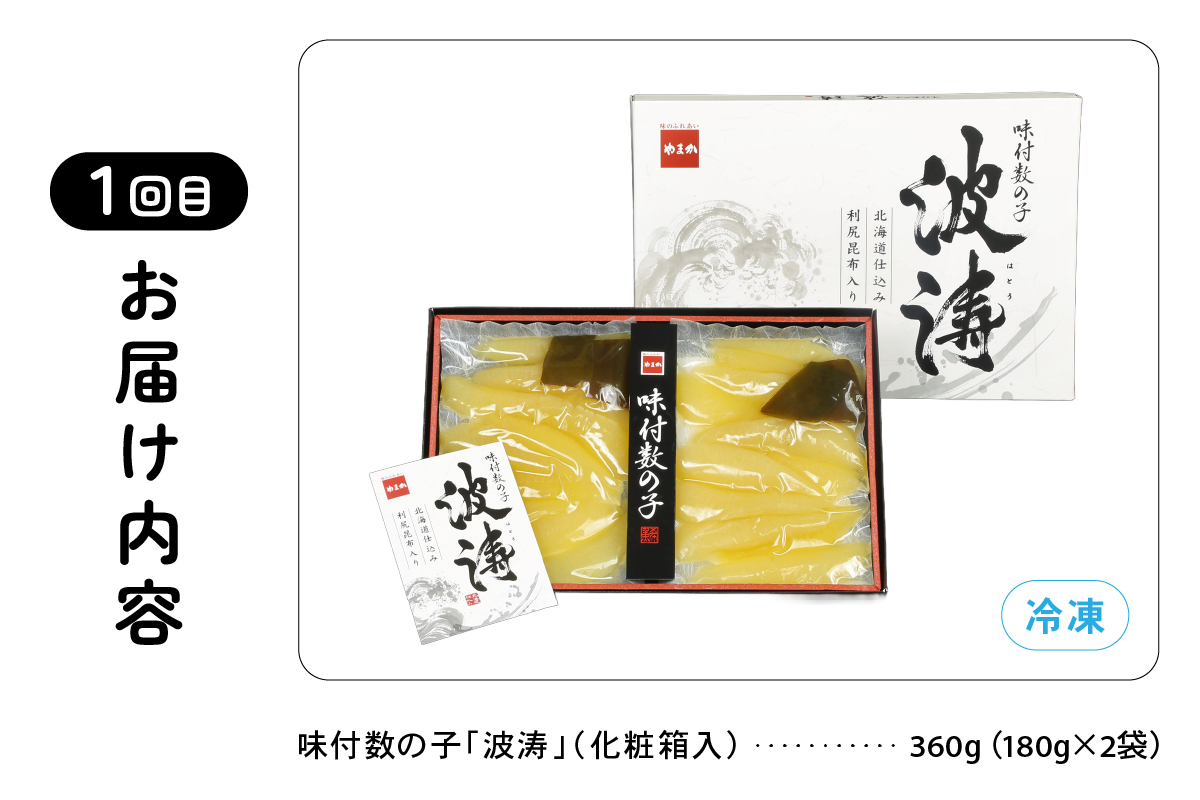 【毎月定期便】魚卵三種　（塩たらこ500g・辛子明太子500g・味付数の子360g）　全3回　R001-038