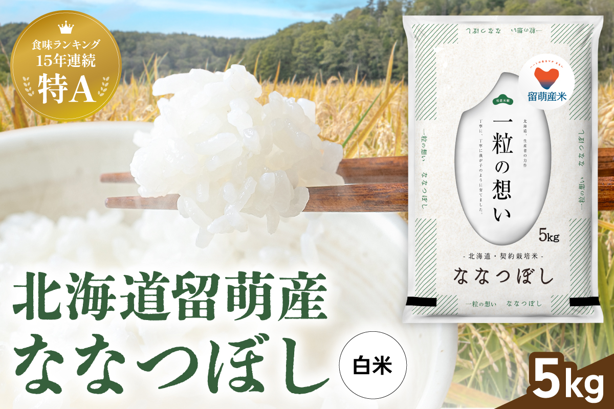 留萌市産 ななつぼし 5kg 令和7年産 精米 米 こめ 北海道 おいしい ブランド米 もちもち 送料無料 おとりよせ R037-003
