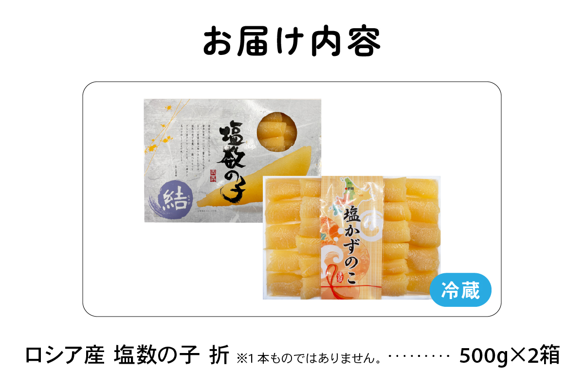 ロシア産 塩数の子折500g×2箱 お正月に欠かせない、幸福の１品 プチプチ弾ける、祝いの味わい 北海道 ごはんのお供 おかず 珍味 おせち 魚卵 R021-010