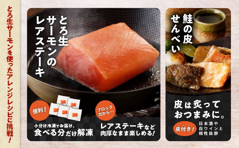 【全6回定期便（毎月）】【王子サーモン】生を超えた「とろ生サーモン」と北海道産秋鮭 いくら醤油漬セット 計580g 魚 魚介