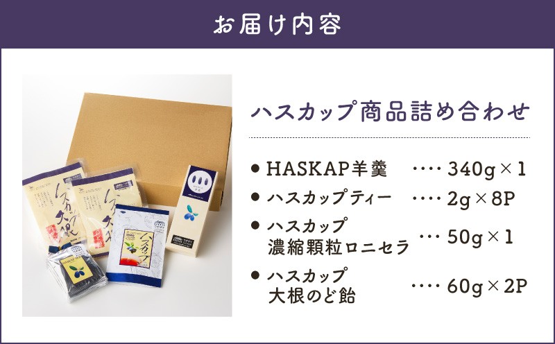 【5営業日以内に発送】【ハスカップ商品詰め合わせ】 HASKAP羊羹 ハスカップ ティーバッグ 濃縮顆粒 ロニセラ 大根 のど飴 ようかん フレーバーティー あめ