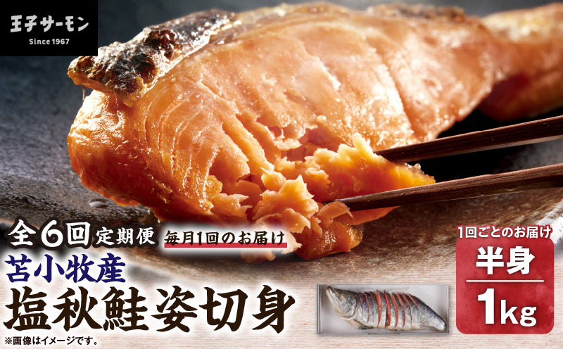 【全6回定期便（毎月）】【王子サーモン】塩秋鮭姿切身（半身） 1kg 魚 魚介 惣菜 総菜