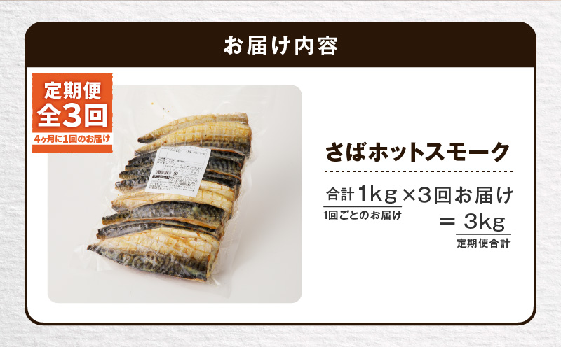 【全3回定期便（4ヶ月毎）】【王子サーモン】さばホットスモーク1kg 魚 魚介 惣菜 総菜