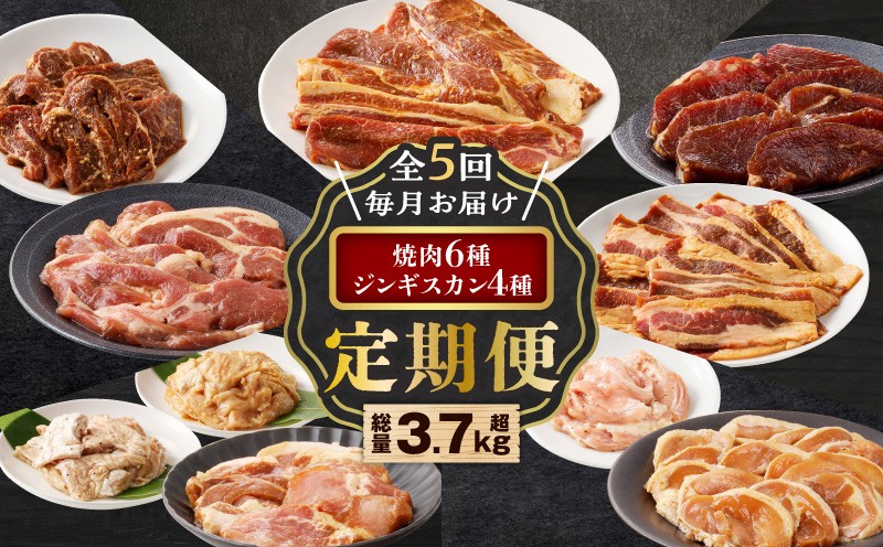 【全5回定期便】焼肉6種セット＋ジンギスカン4種セット 焼肉 焼き肉 ジンギスカン 肉 牛 豚 鶏 羊 ラム マトン