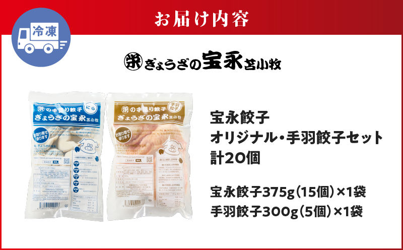 手包み餃子 ぎょうざの宝永 手羽餃子20個セット（宝永餃子15個入×1袋・手羽餃子5個入×1袋） 惣菜 総菜 餃子 ぎょうざ ギョウザ 手羽餃子 冷凍餃子 冷凍 豚 ブタ