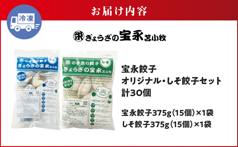 手包み餃子 ぎょうざの宝永 しそ餃子30個セット（宝永餃子15個入×1袋・しそ餃子15個入×1袋） 惣菜 総菜 ギョウザ しそ餃子 餃子 冷凍餃子 焼き餃子 水餃子 おかず おつまみ