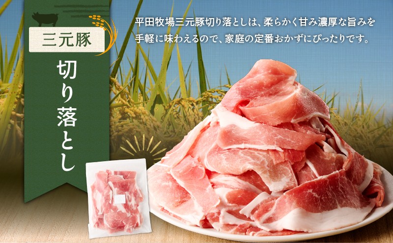 日本の米育ち平田牧場 三元豚切り落とし 500g×2パック（計1kg） 肉 お肉 にく 豚 豚肉 ブタ ぶた 三元豚 切り落とし 上質