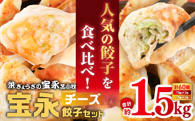 【全3回定期便（毎月）】チーズ餃子セット（宝永餃子 15個入×2袋＆チーズ餃子 15個入×2袋）合計1.5kg 定期便 定期 惣菜 総菜 餃子 ぎょうざ ギョウザ 冷凍餃子 冷凍 ぎょうざの宝永