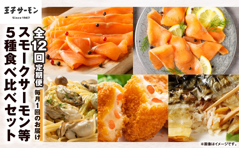 【全12回定期便（毎月）】【王子サーモン】スモークサーモン等5種 食べ比べセット 魚 魚介 惣菜 総菜