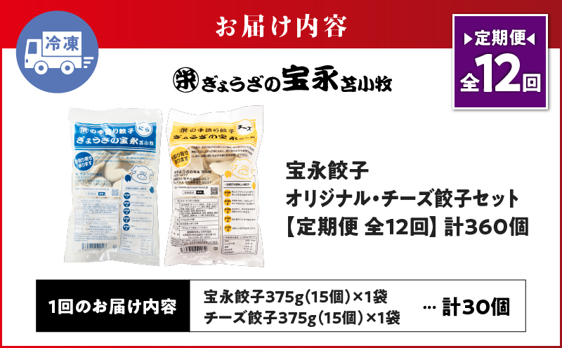 【定期便・全12回 毎月】手包み餃子 ぎょうざの宝永 チーズ餃子30個セット（宝永餃子15個入×1袋・チーズ餃子15個入×1袋） 定期便 定期 惣菜 総菜 餃子 ぎょうざ ギョウザ 冷凍餃子 冷凍