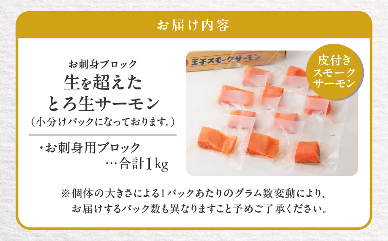 【王子サーモン】生を超えた「とろ生サーモン」お刺身用ブロック 1kg 魚 魚介
