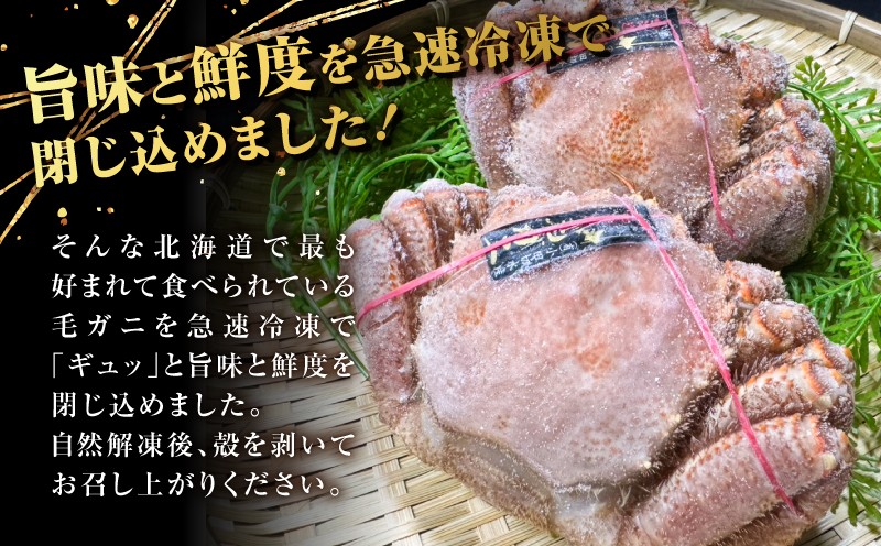北海道苫小牧産冷凍ボイル毛ガニ（350g〜400g 2尾入）  蟹 カニ かに 海鮮 魚介 毛ガニ 毛がに 味噌汁 鍋