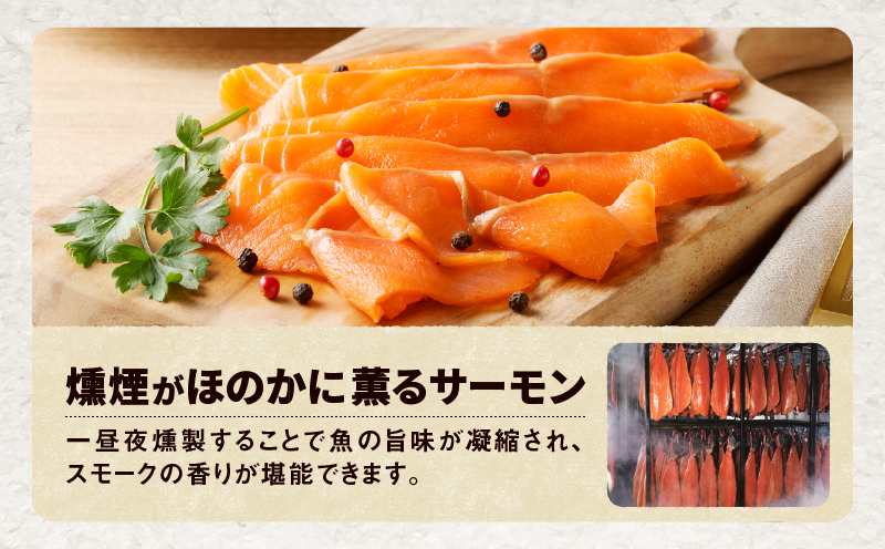 【王子サーモン】フィヨルドサーモンスモークスライス 150g 魚 お魚 さかな 魚貝類 魚介類 サーモン サーモントラフト ノルウェー産 冷凍 小分け