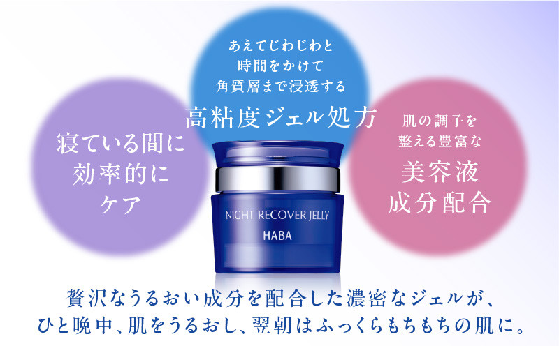 HABA ナイトリカバージェリー 夜用ジェル美容液 スキンケア 美容液 美容 ナイトリカバージェリー 美肌効果 うるおい成分 ジェル ふっくら もちもち 浸透