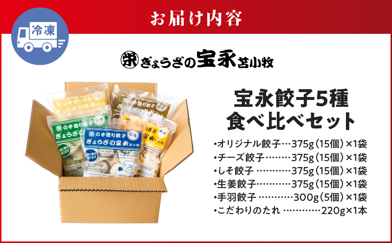 手包み餃子 ぎょうざの宝永 5種食べ比べセット（65個入） 惣菜 総菜 餃子 ぎょうざ ギョウザ 冷凍餃子 冷凍 豚 ブタ 豚肉