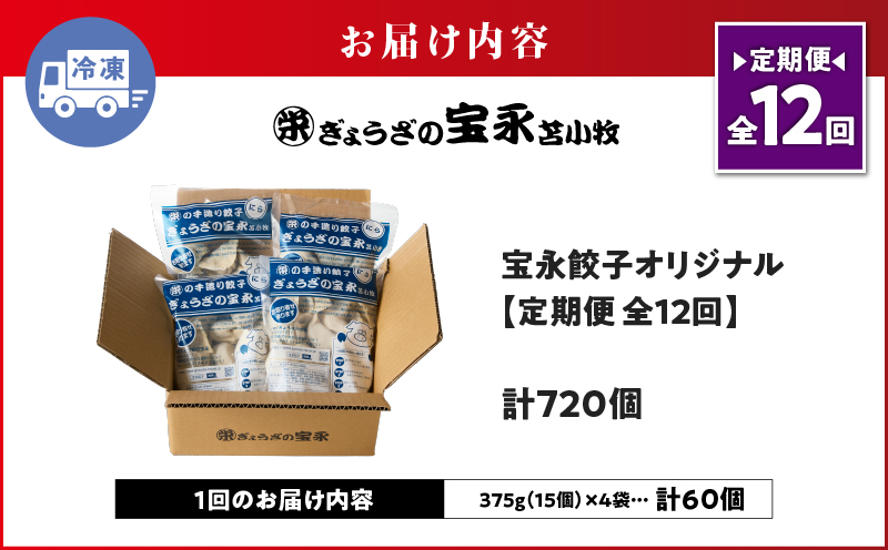 【定期便・全12回 毎月】手包み餃子 ぎょうざの宝永 宝永餃子60個セット（宝永餃子15個入×4袋） 定期便 定期 惣菜 総菜 餃子 ぎょうざ ギョウザ 冷凍餃子 冷凍