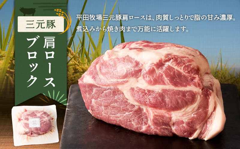 日本の米育ち平田牧場 三元豚ロースブロック・バラブロック・肩ロースブロック・挽肉　各600g（計2.4kg） 肉 お肉 にく 豚 豚肉 ブタ ぶた 三元豚 ロースブロック バラブロック