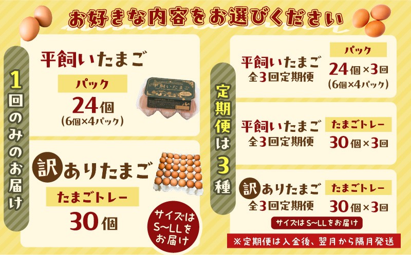 【全3回定期便】平飼いたまご 定期便 定期 卵 たまご 平飼い卵 卵かけごはん HokkaidoGreenCompany ふるさと納税 北海道 苫小牧市