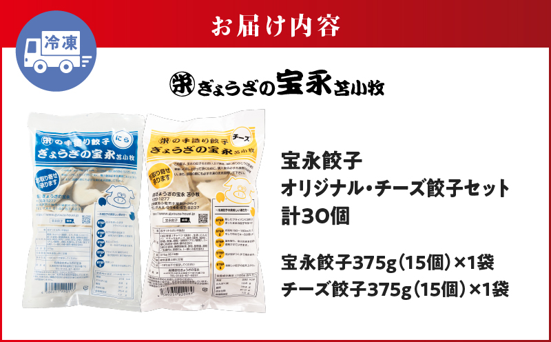 手包み餃子 ぎょうざの宝永 チーズ餃子30個セット（宝永餃子15個入×1袋・チーズ餃子15個入×1袋） 惣菜 総菜 餃子 ぎょうざ ギョウザ 冷凍餃子 冷凍 豚 ブタ 豚肉