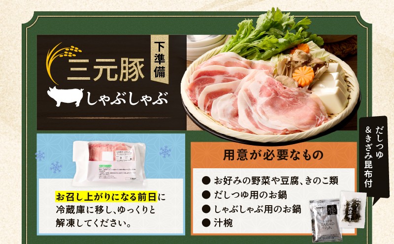 【全3回 毎月定期便】日本の米育ち平田牧場 三元豚ロースしゃぶしゃぶ 定期便 定期 肉 お肉 にく 豚 豚肉 ブタ ぶた 三元豚