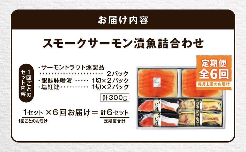 【全6回定期便（毎月）】【王子サーモン】スモークサーモン・漬魚詰合わせ 魚 魚介 惣菜 総菜