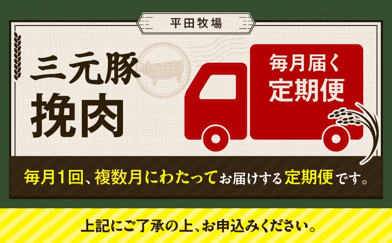 【全12回 毎月定期便】日本の米育ち平田牧場三元豚ひき肉 600g 定期便 定期 肉 お肉 にく 豚 豚肉 ブタ ぶた 三元豚