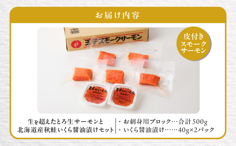 【王子サーモン】生を超えた「とろ生サーモン」と北海道産秋鮭 いくら醤油漬セット 計580g 魚 魚介