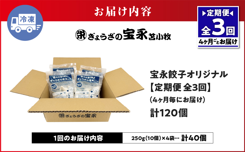 【定期便・全3回  4ヶ月毎】手包み餃子 ぎょうざの宝永 宝永餃子40個セット（宝永餃子10個入×4袋） 定期便 定期 惣菜 総菜 ギョウザ 餃子 冷凍餃子 焼き餃子 水餃子 おかず