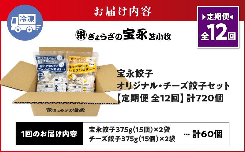 【定期便・全12回 毎月】手包み餃子 ぎょうざの宝永 チーズ餃子60個セット（宝永餃子15個入×2袋・チーズ餃子15個入×2袋） 定期便 定期 惣菜 総菜 餃子 ぎょうざ ギョウザ 冷凍餃子 冷凍