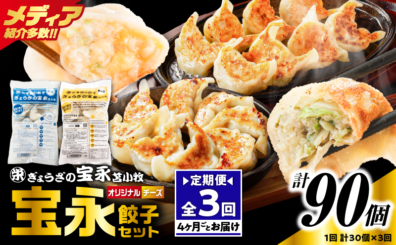 【定期便・全3回 4ヶ月毎】手包み餃子 ぎょうざの宝永 チーズ餃子30個セット（宝永餃子15個入×1袋・チーズ餃子15個入×1袋） 定期便 定期 惣菜 総菜 餃子 ぎょうざ ギョウザ 冷凍餃子 冷凍