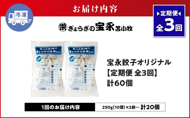 【定期便・全3回 毎月】手包み餃子 ぎょうざの宝永 宝永餃子20個セット（宝永餃子10個入×2袋） 定期便 定期 惣菜 総菜 ギョウザ 餃子 冷凍餃子 焼き餃子 水餃子 おかず