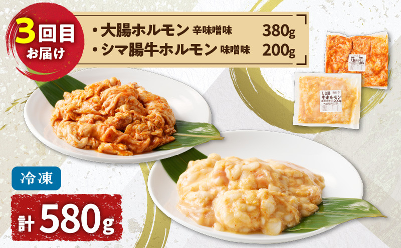 【全5回定期便】厚切りジンギスカン＋ホルモン食べ比べ6種セット 定期便 定期 豚 牛 羊 定期5回 ジンギスカン 厚切りジンギスカン 豚ホルモン ホルモン