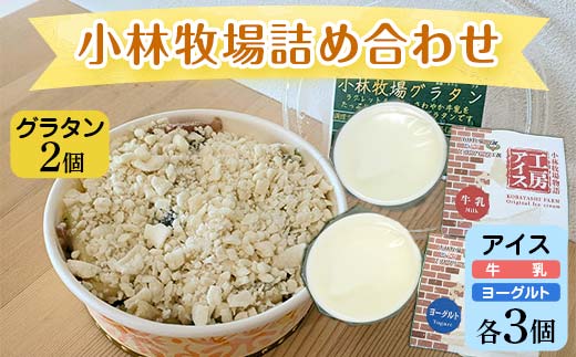 小林牧場グラタン2個、カップアイス牛乳、ヨーグルト各３個 EB8-0463 