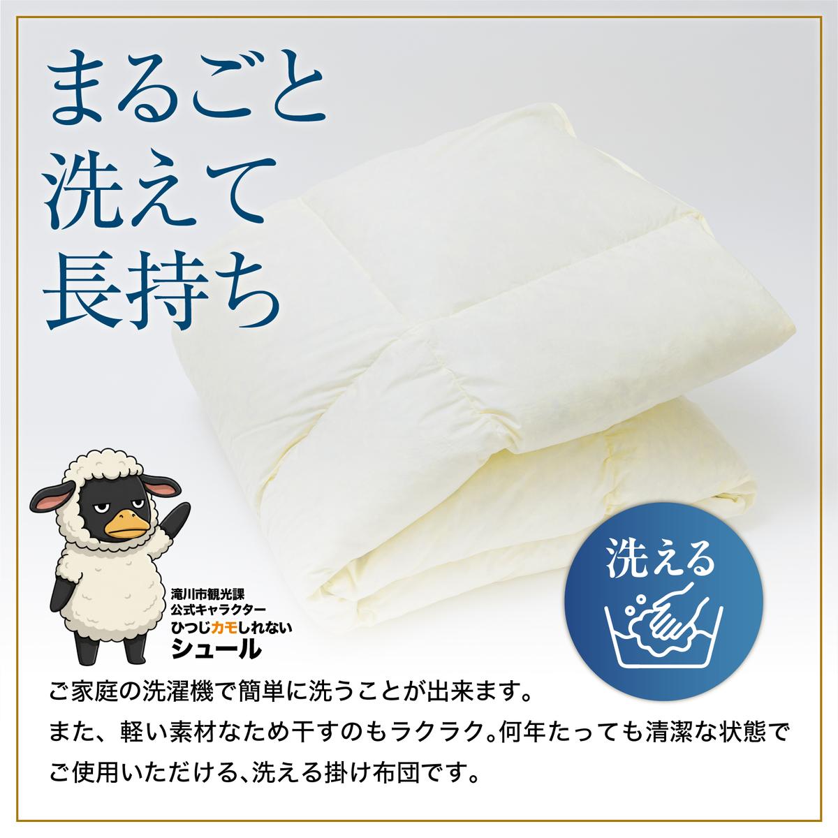 羽毛布団 掛け布団 オールシーズン 洗える ダウン200g増量【ダブル】綿100% 抗菌防臭 完全国内生産 北海道滝川市
