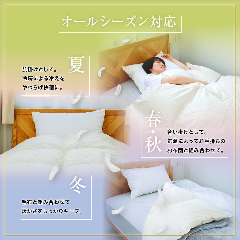 羽毛布団 掛け布団 オールシーズン 洗える ダウン200g増量【キング】綿100% 抗菌防臭 完全国内生産 北海道滝川市