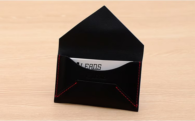 牛革 レター型名刺入れ ブラック | 本革 レザー 革製品 カードケース ビジネス 男女兼用 メンズ レディース 革小物 日本製 北海道 滝川市