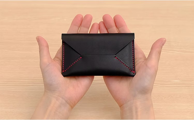 牛革 レター型名刺入れ ブラック | 本革 レザー 革製品 カードケース ビジネス 男女兼用 メンズ レディース 革小物 日本製 北海道 滝川市