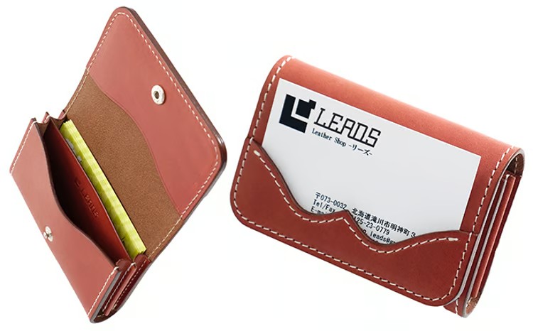 牛革 ビジネスカードケース (名刺入れ) ブラウン | 本革 レザー 革製品 大容量 男女兼用 メンズ レディース 革小物 日本製 北海道 滝川市