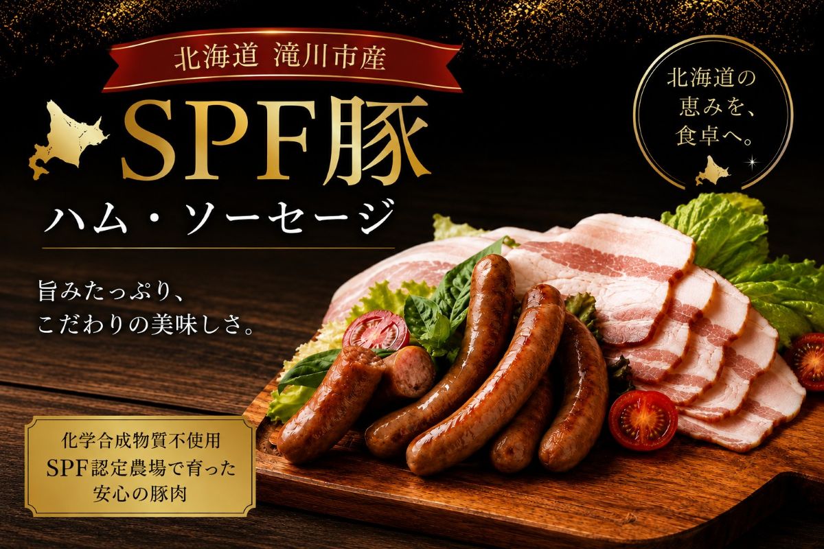 北海道滝川産 SPF豚 ロースハム＆ソーセージセット | 詰め合わせ ブランド豚 豚肉 国産 ウインナー ウィンナー ハム 加工品 天然腸 肉 お肉 ポーク 北海道産 おつまみ 朝食 BBQ バーベキュー ビール キャンプ ギフト 贈答 冷凍-