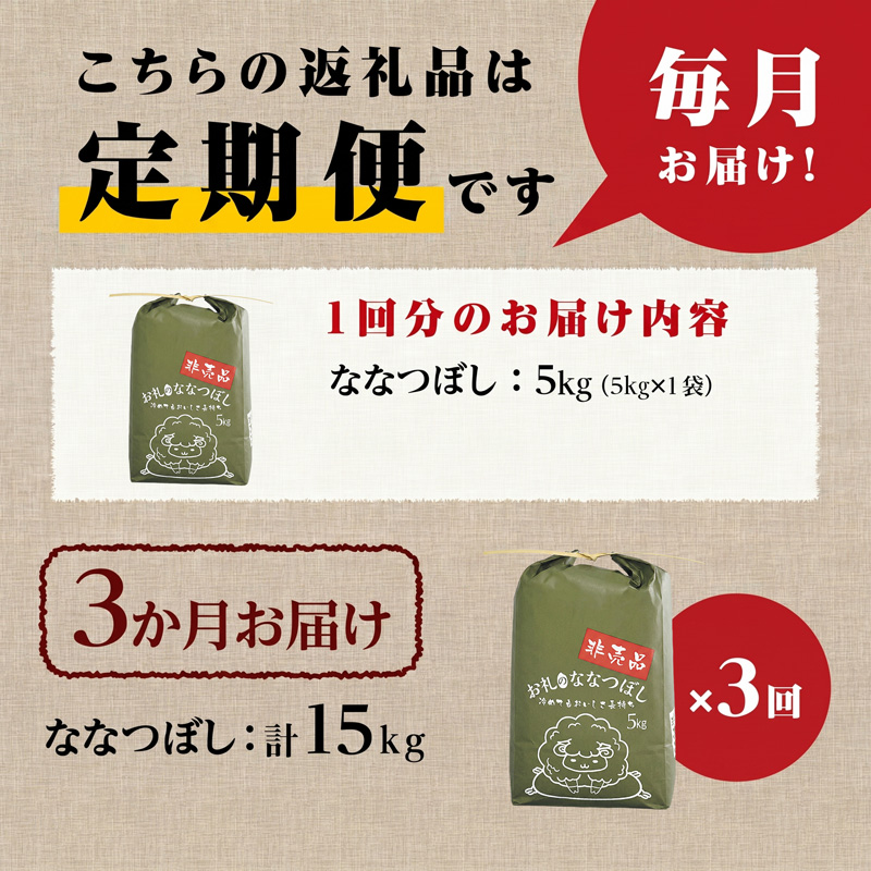 《令和8年産新米》3ヵ月連続お届け!ななつぼし5kg 特A 銘柄 ブランド米 精米 北海道 定期便 道産 お弁当 滝川市