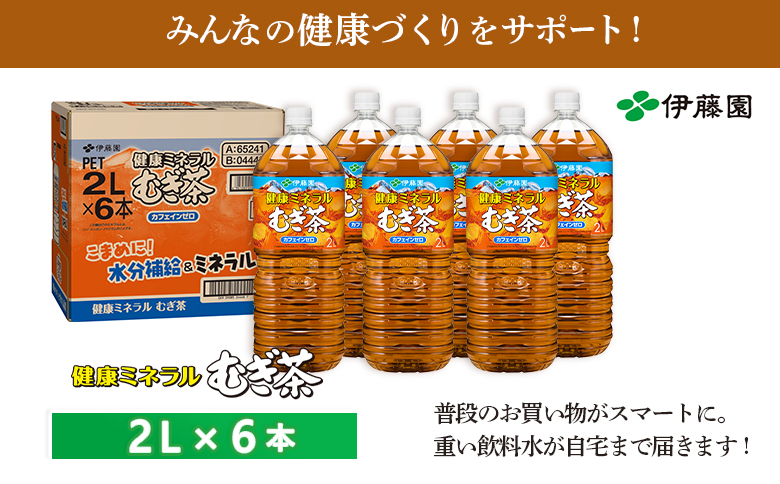 健康ミネラルむぎ茶 2000mlPET×6本 麦茶 飲料【50000701】