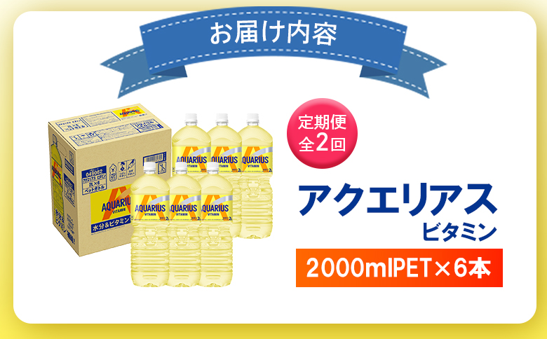 【定期便：全2回】アクエリアス ビタミン 2LPET×6本【38008601】