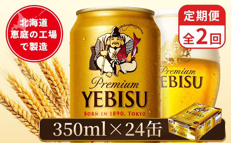 【定期便：全2回】サッポロヱビスビール 350ml×24本【880060021902】