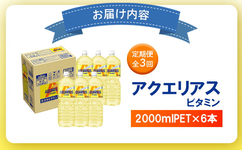 【定期便：全3回】アクエリアス ビタミン 2LPET×6本【38008701】